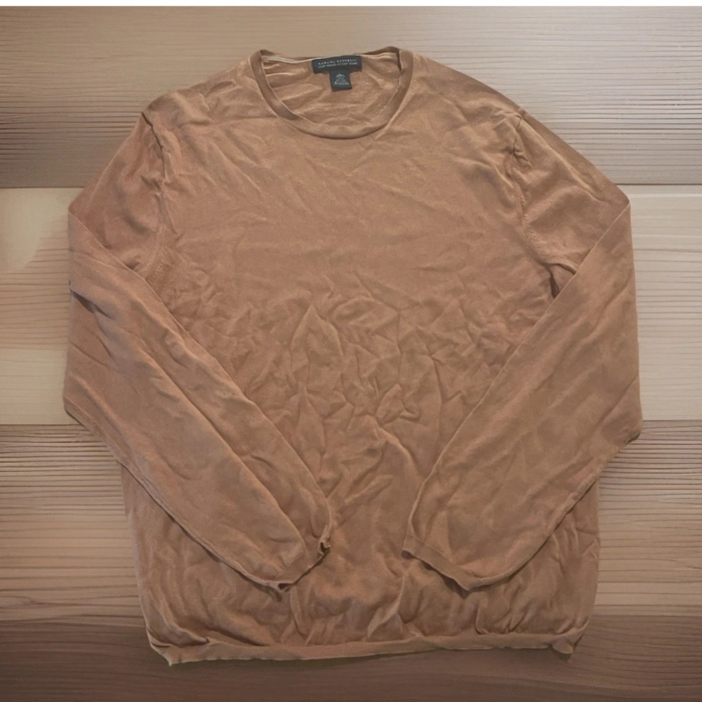 Banana Republic Men’s Orange Lightweight Luxury V-Neck Sweater L Quiet Luxury